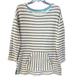 Soft Surroundings Women's Asya Top Striped Knit Sweater Front Pockets Size Small